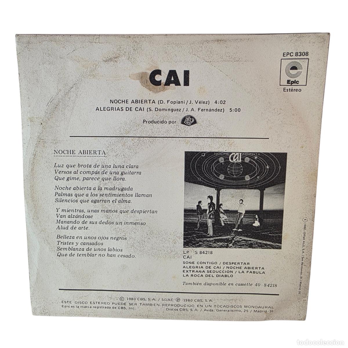 Discos de vinilo: CAI Noche Abierta single 7&rdquo; rock andaluz progresivo - Foto 2