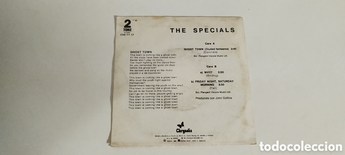 Discos de vinilo: SINGLE-THE SPECIALS-GHOST TOWN-1981-SPAIN - Foto 2