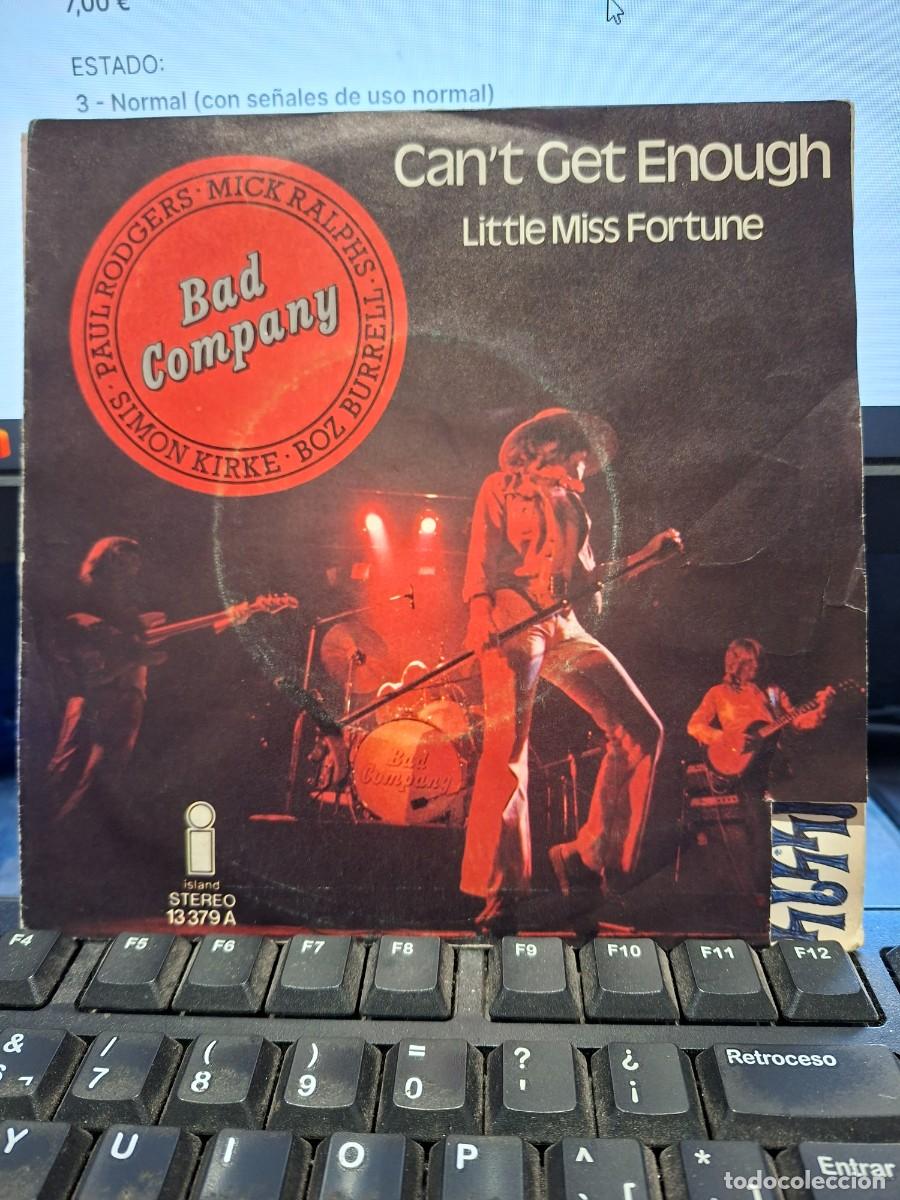 Discos de vinilo: BAD COMPANY - CANT GET ENOUGH - SINGLE DE VINILO - C - 55 - Foto 1