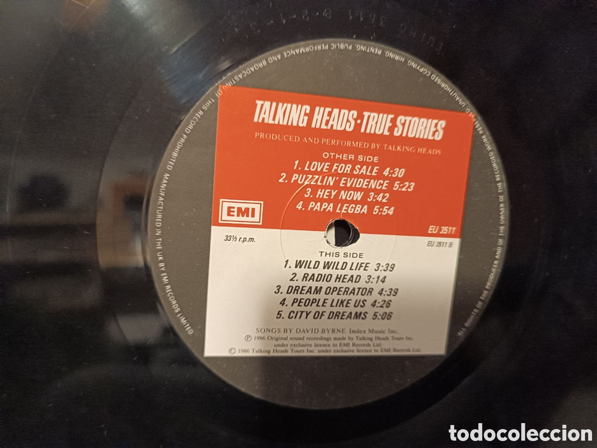 Discos de vinilo: Talking Heads True Stories - Foto 3