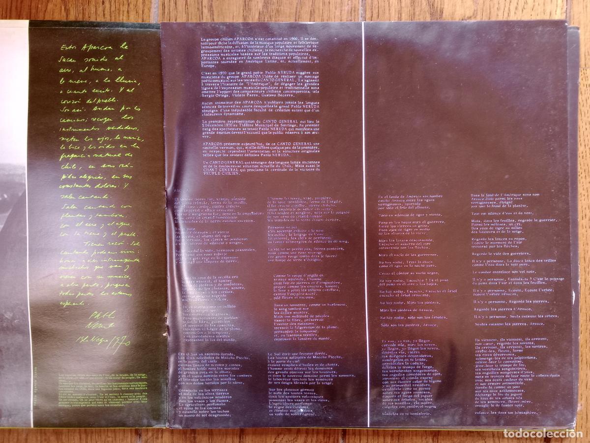 Discos de vinilo: Aparcoa & Mares Gonz&aacute;lez - Pablo Neruda - canto general - Foto 3