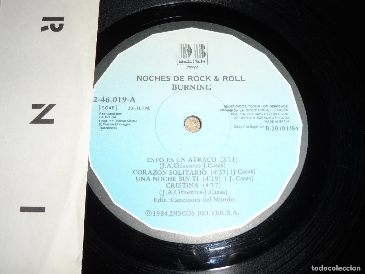 Discos de vinilo: BURNING - NOCHES DE ROCK & ROLL (SPAIN 1984) - Foto 3