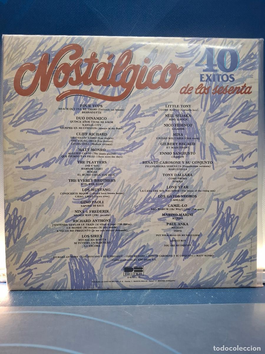 Discos de vinilo: Disco, LP Various, Nost&aacute;lgico, 40 Exitos De Los Sesenta - Foto 2