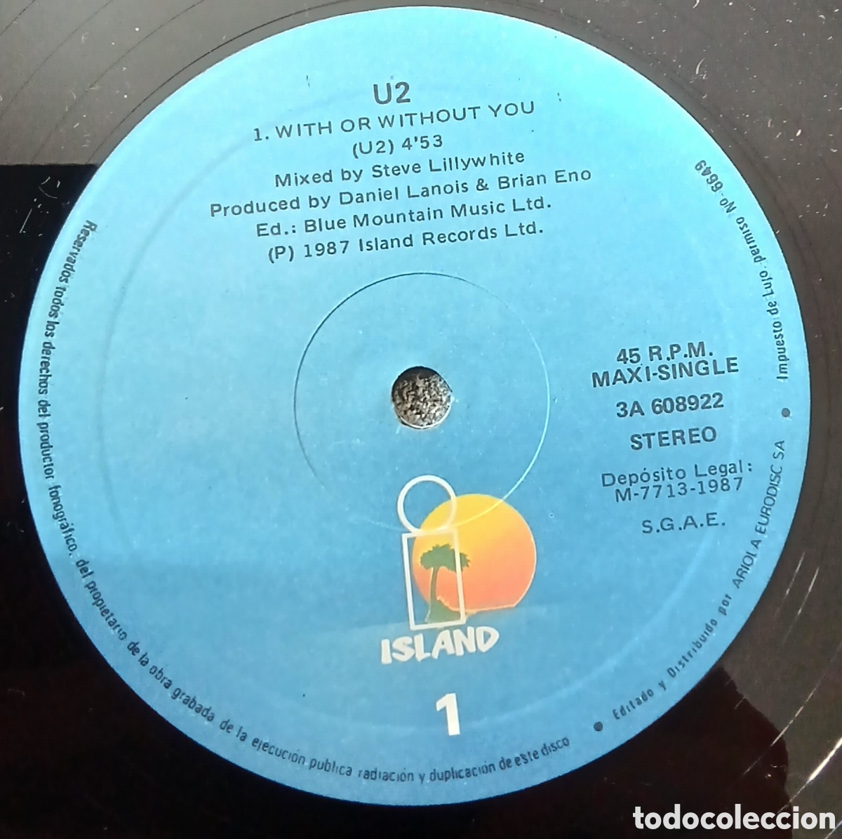 Discos de vinilo: U2 , with or without you ///1987 Espa&ntilde;a (vg++) - Foto 3