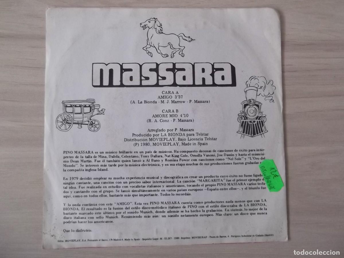 Discos de vinilo: MASSARA - AMIGO / AMORE MIO - Foto 2