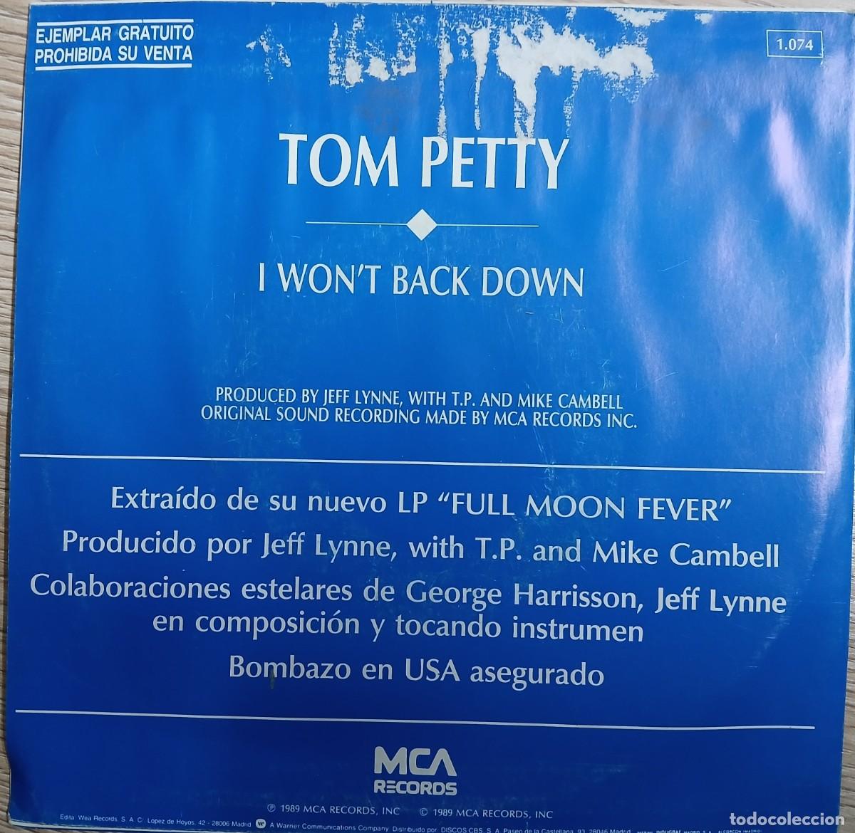 Discos de vinilo: DISCO VINILO SINGLE TOM PETY (I WONT BACK DOWN) - Foto 2