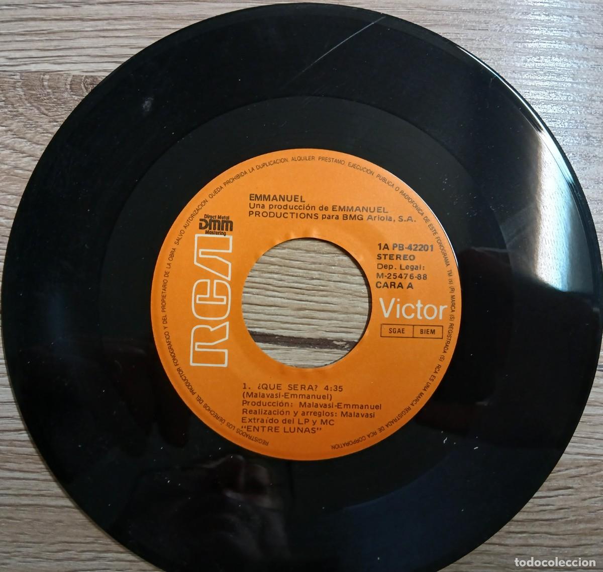 Discos de vinilo: DISCO VINILO SINGLE EMMANUEL (QUE SERA) - Foto 3