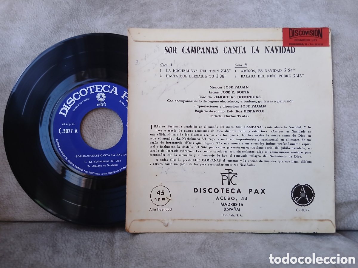Discos de vinilo: Vinilo Sor Campanas Canta la Navidad - Foto 2