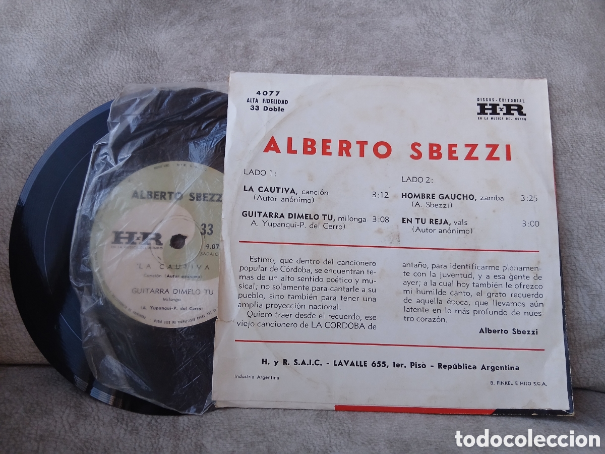 Discos de vinilo: Vinilo Alberto Sbezzi - Foto 2