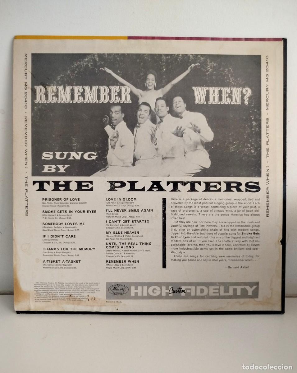 Discos de vinilo: The Platters (1959) Remember When? - 1&ordf; Edici&oacute;n USA - Foto 2