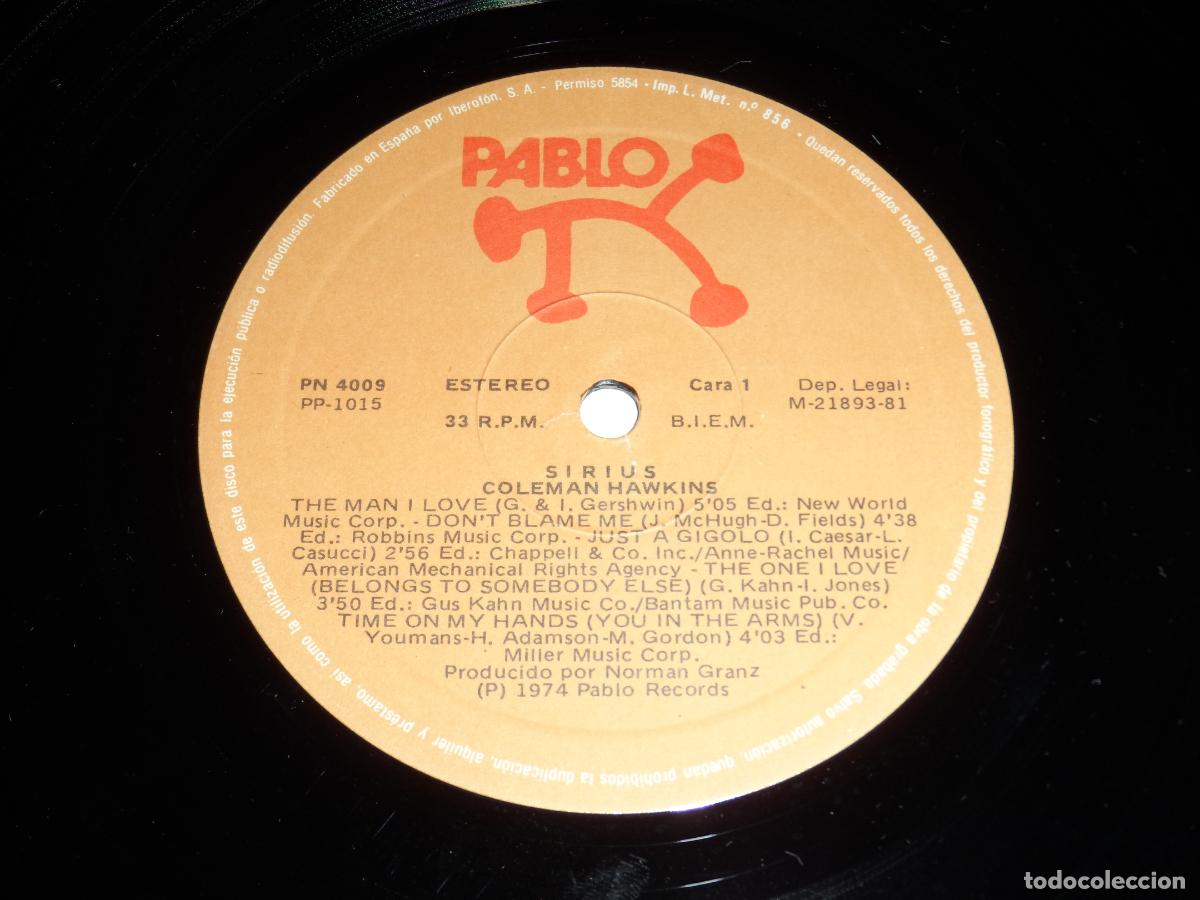 Discos de vinilo: COLEMAN HAWKINS - SIRIUS (SPAIN 1981) - Foto 3