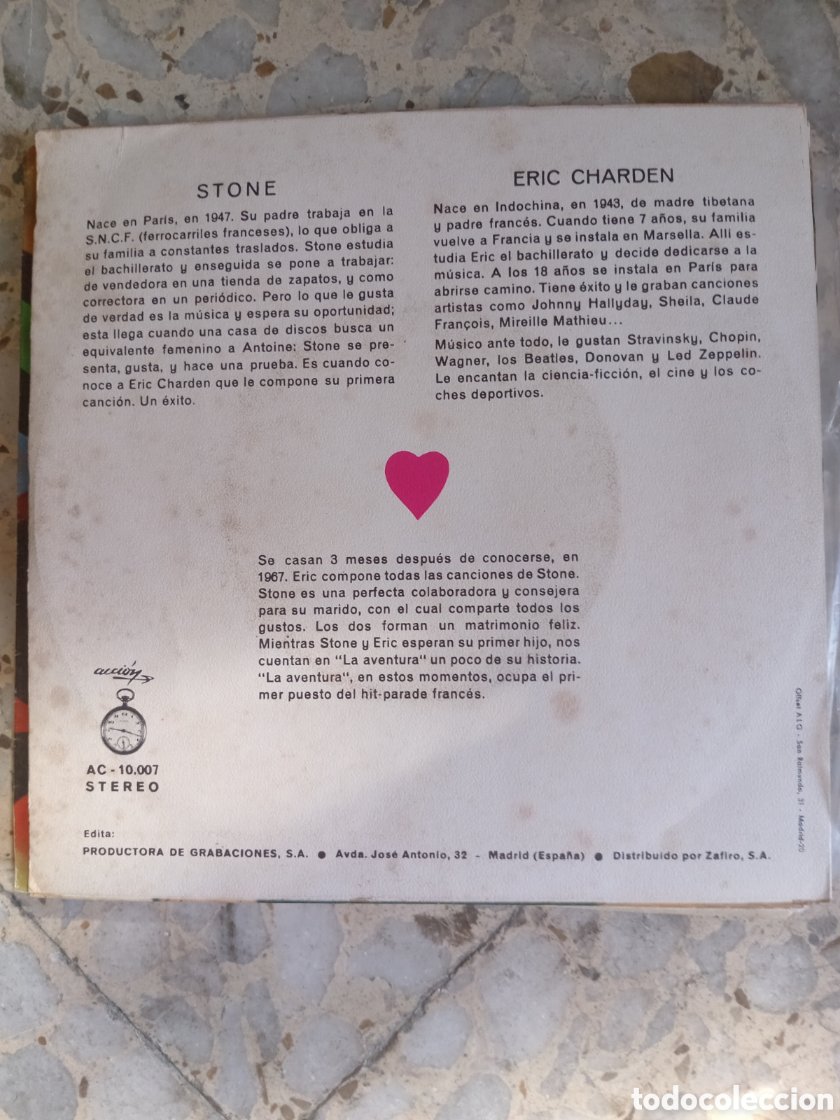 Discos de vinilo: SGL LA AVENTURA STONE Y ERIC 1972 - Foto 2