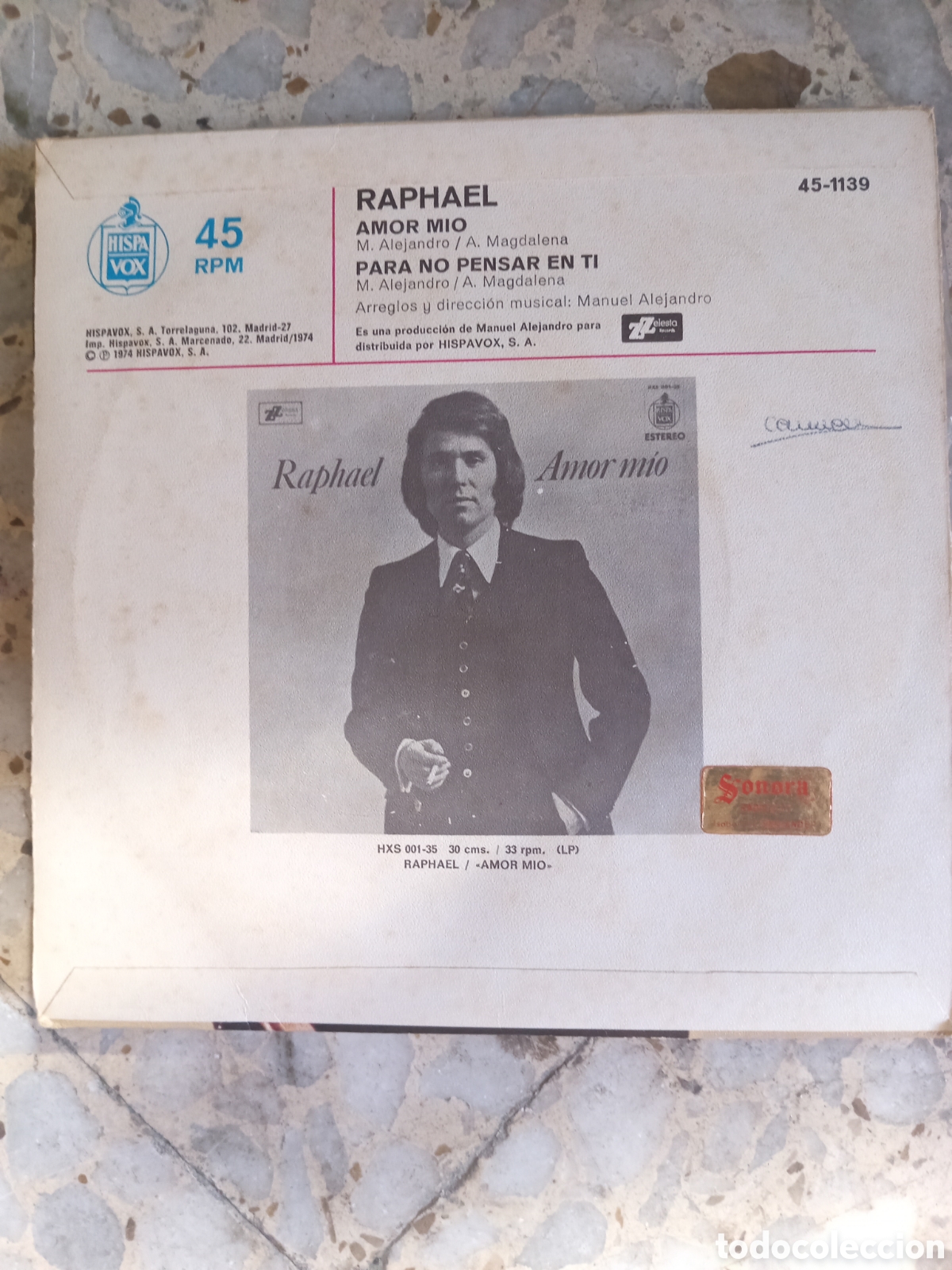 Discos de vinilo: SGL RAPHAEL AMOR MIO 1974 - Foto 2