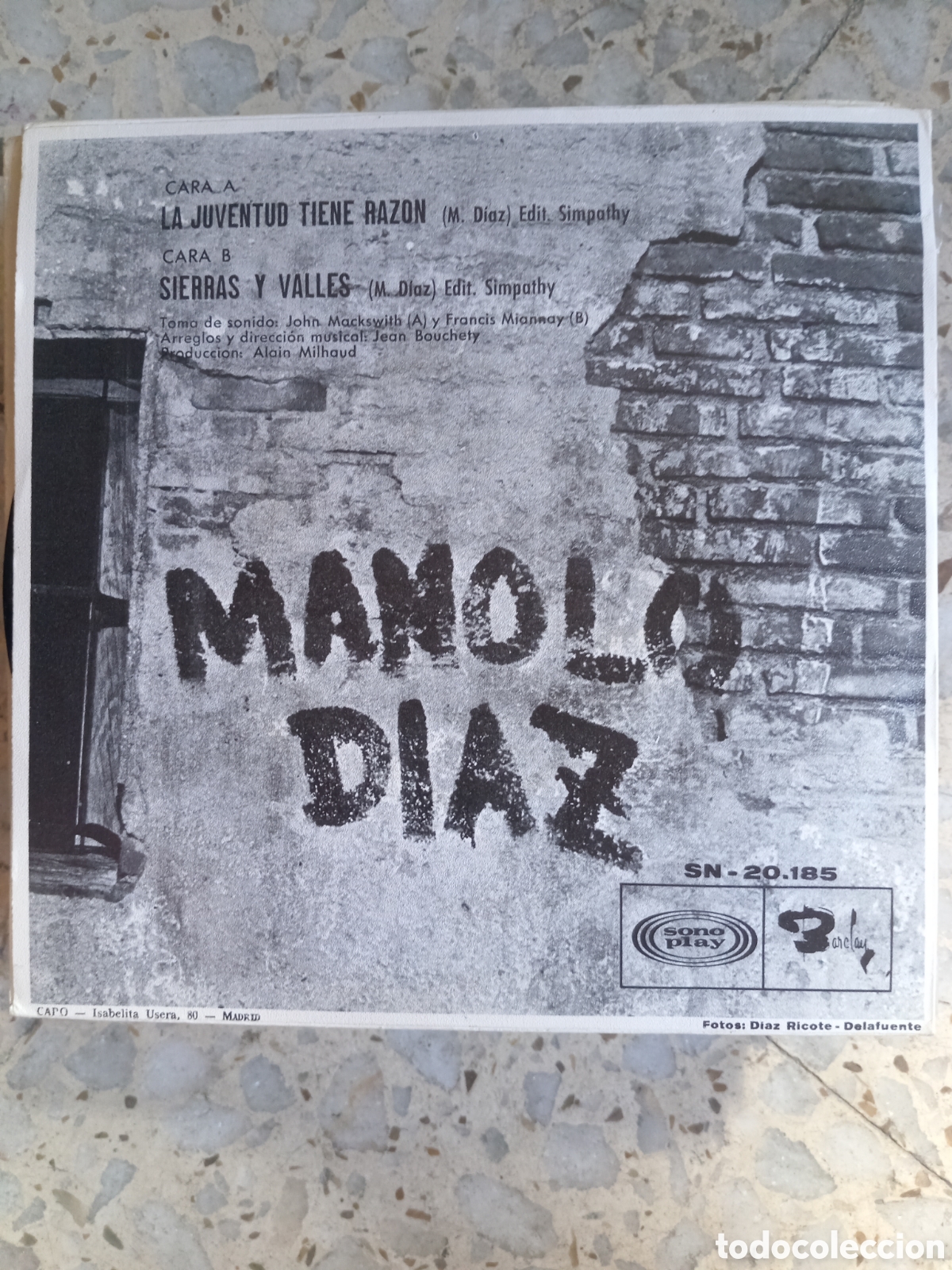 Discos de vinilo: SGL MANOLO DIAZ LA JUVENTUD TIENE RAZON 1969 - Foto 2