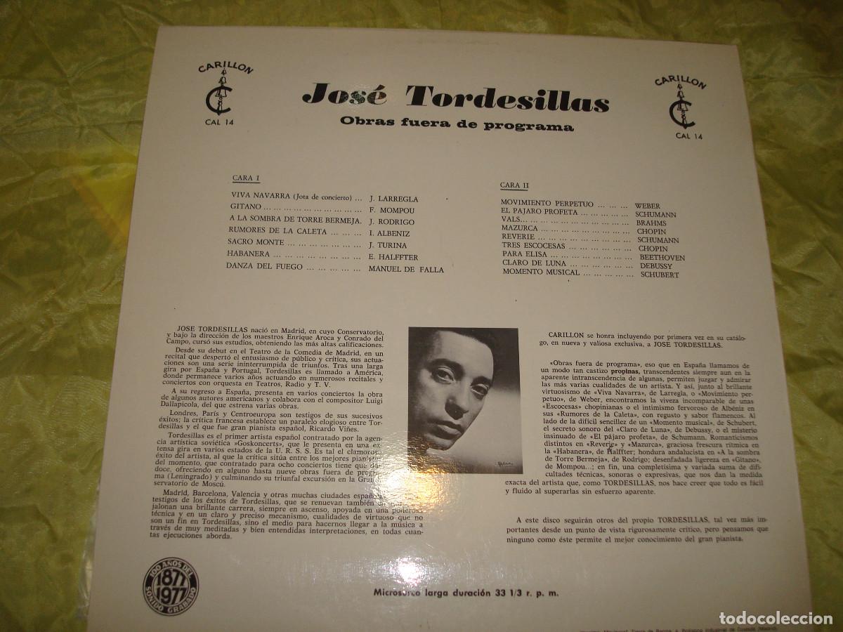 Discos de vinilo: JOSE TORDESILLAS. OBRAS FUERA DE PROGRAMA. CARILLON, 1968. IMPECABLE (#) - Foto 2