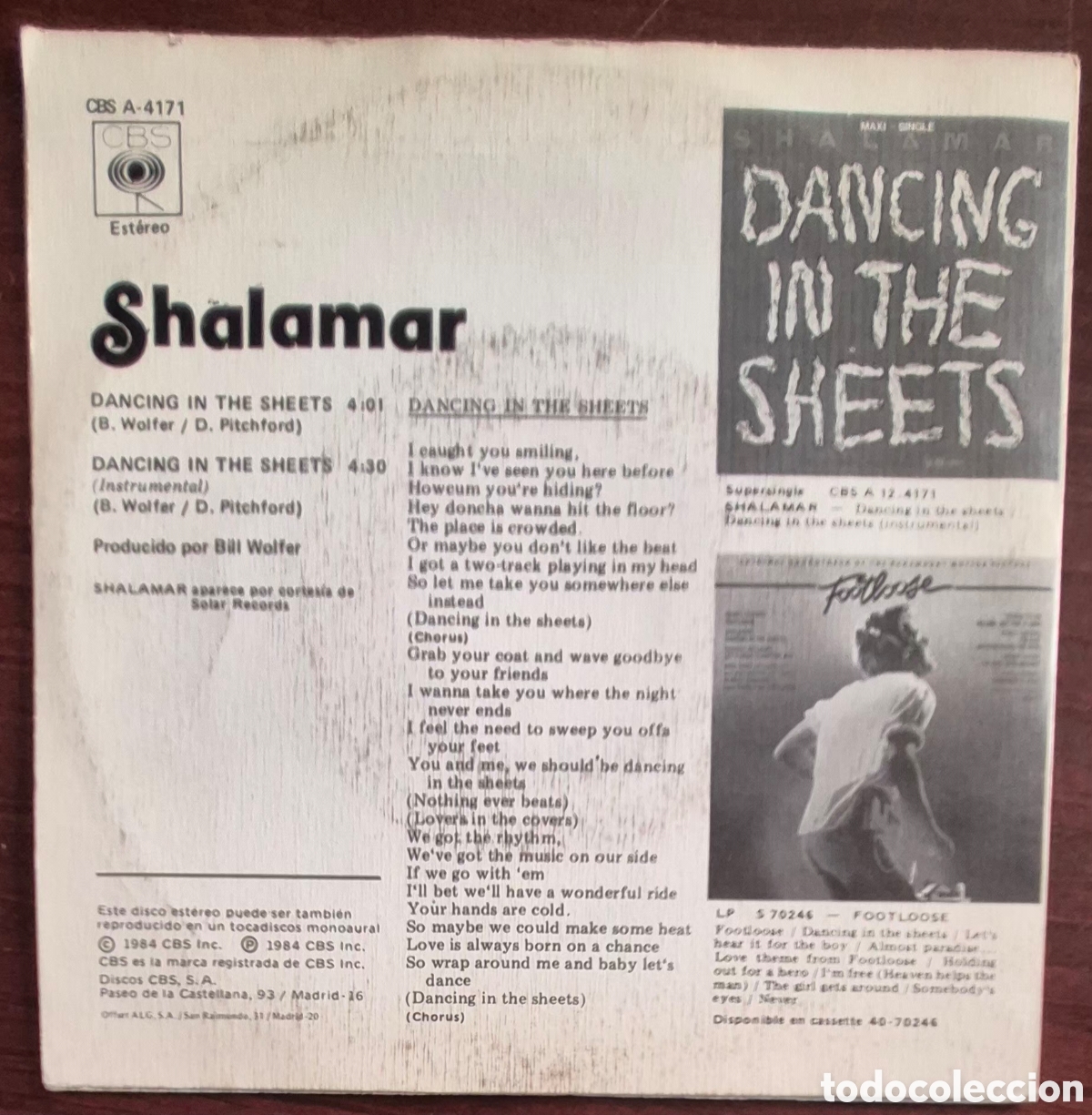 Discos de vinilo: SINGLE - SHALAMAR - DANCING IN THE SHEETS - 1984 ESPA&Ntilde;A - Foto 2