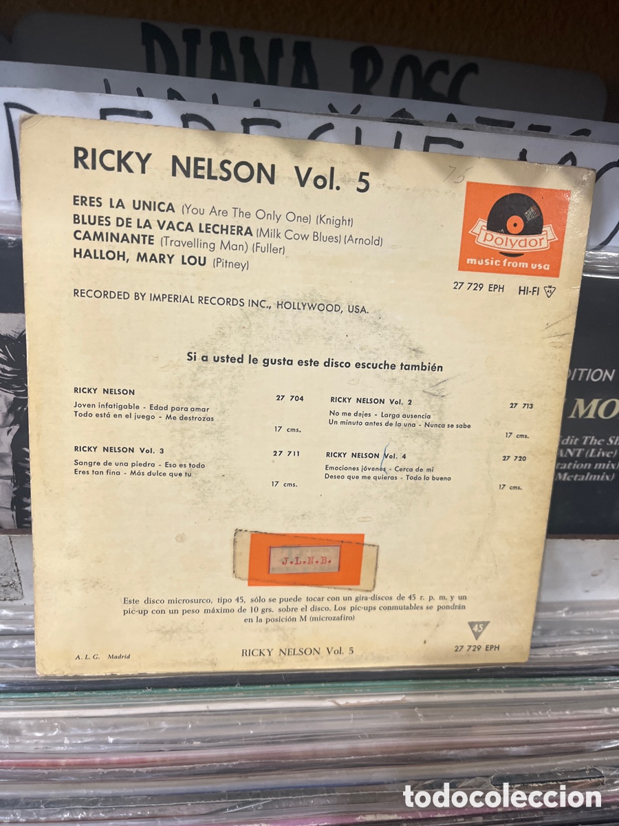 Discos de vinilo: ricky nelson vol 5 eres la &uacute;nica - Foto 2
