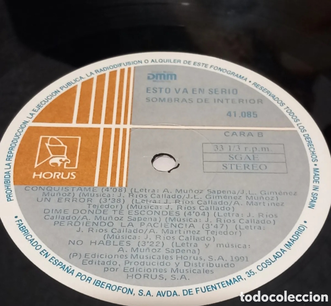 Discos de vinilo: Lp SOMBRAS DE INTERIOR/ESTO VA EN SERIO(1991 SPAIN ) - Foto 5
