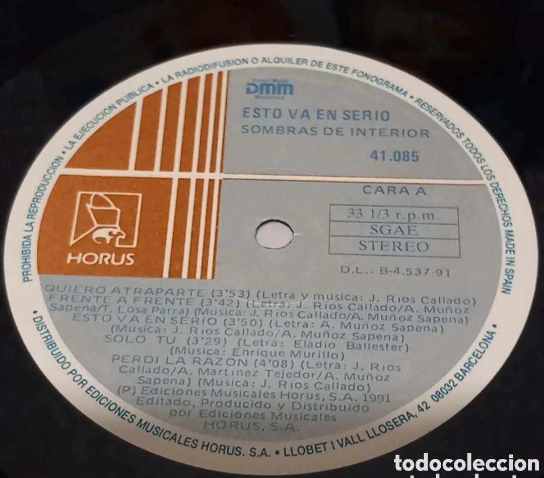 Discos de vinilo: Lp SOMBRAS DE INTERIOR/ESTO VA EN SERIO(1991 SPAIN ) - Foto 6