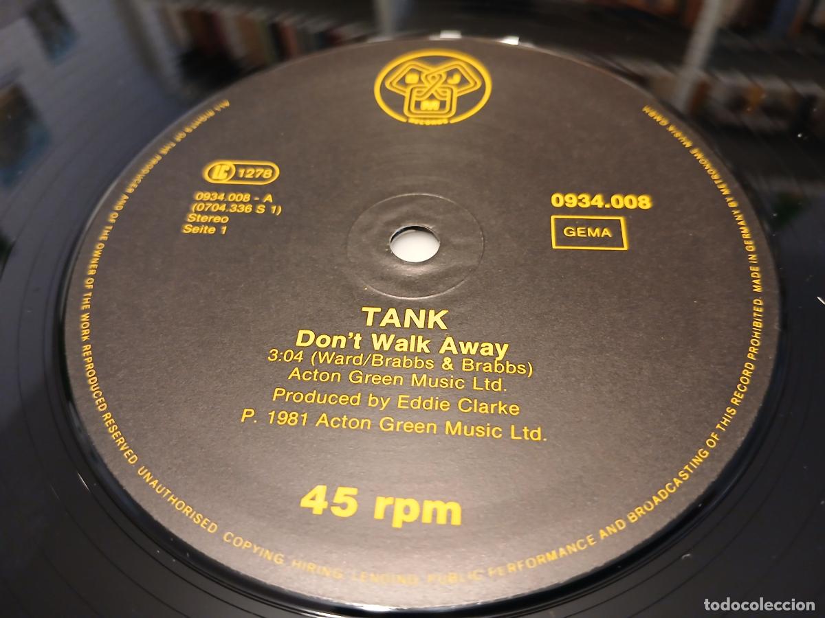 Discos de vinilo: Tank &ndash; Dont Walk Away / Shellshock / Hammer On- (1981) maxi-single - Foto 2