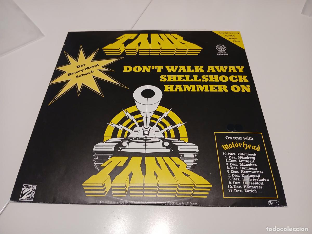 Discos de vinilo: Tank &ndash; Dont Walk Away / Shellshock / Hammer On- (1981) maxi-single - Foto 1