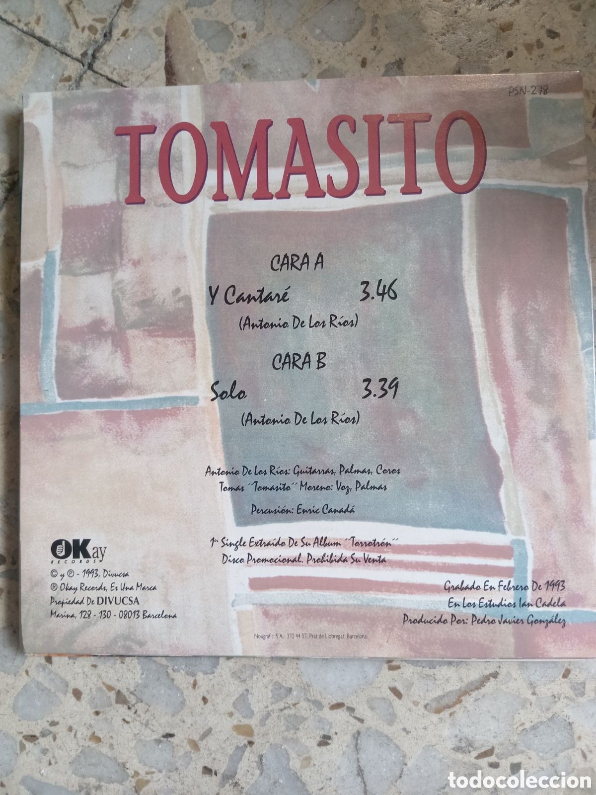 Discos de vinilo: SGL TOMASITO Y CANTARE 1993 PROMO - Foto 2