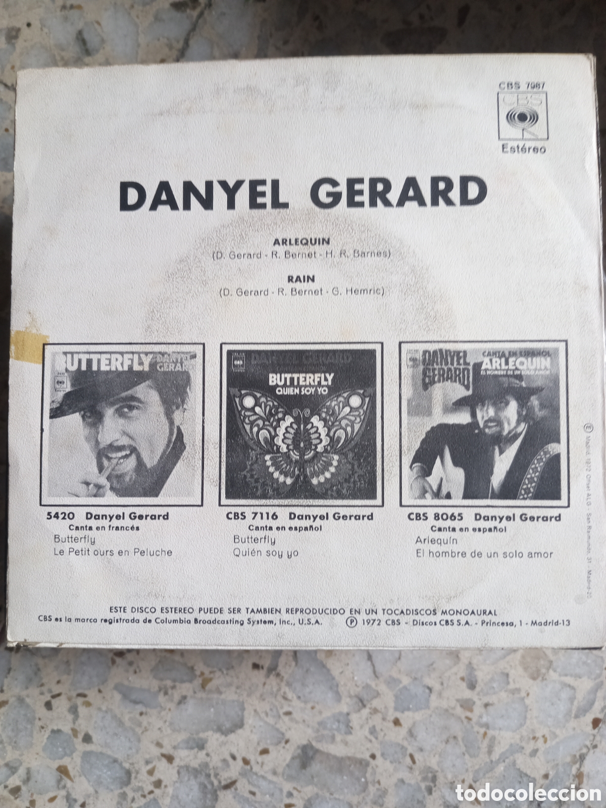 Discos de vinilo: SGL DANYEL GERARD ARLEQUIN RAIN 1972 - Foto 2
