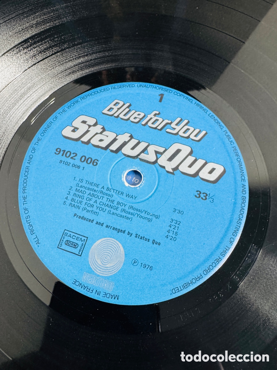 Discos de vinilo: Blue for you, Status Quo, disco (vinilo,LP) - Foto 7