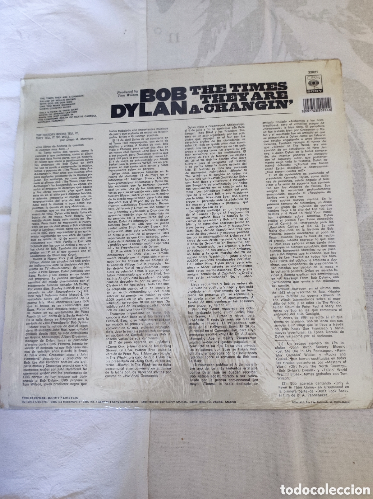 Discos de vinilo: BOB DYLAN - THR TIMES THEY ARE A-CHANGIN - Foto 2