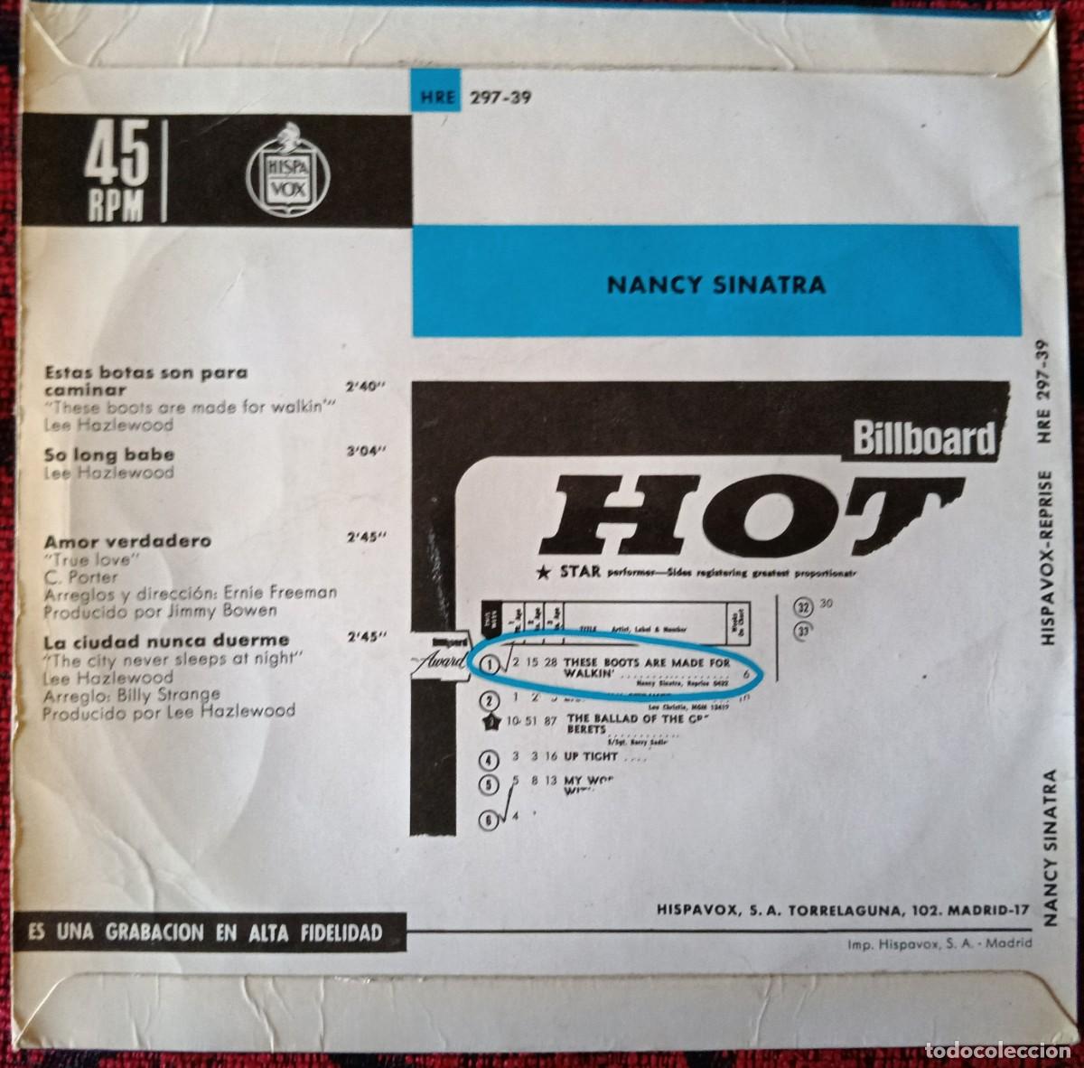 Discos de vinilo: NANCY SINATRA ** Estas Botas Son Para Caminar ** EP SINGLE VINILO 1965 - Foto 2