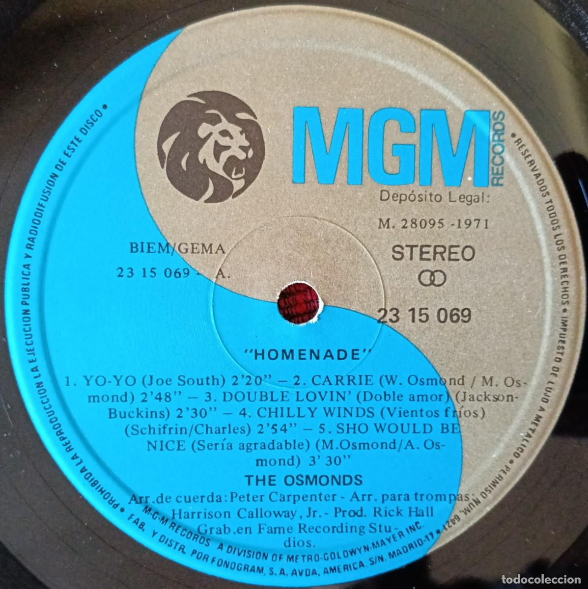 Discos de vinilo: THE OSMONDS ** Homemade ** VINILO LP 1971 - Foto 3