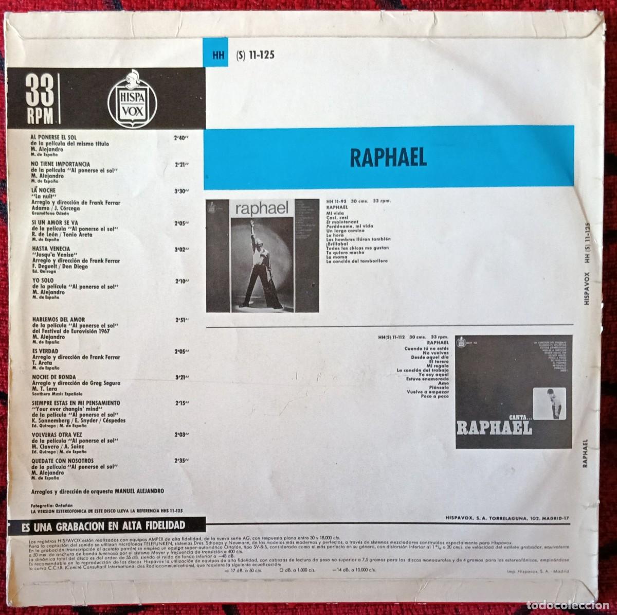 Discos de vinilo: RAPHAEL ** Raphael (Al Ponerse El Sol) ** VINILO LP ORIGINAL 1967 - Foto 3