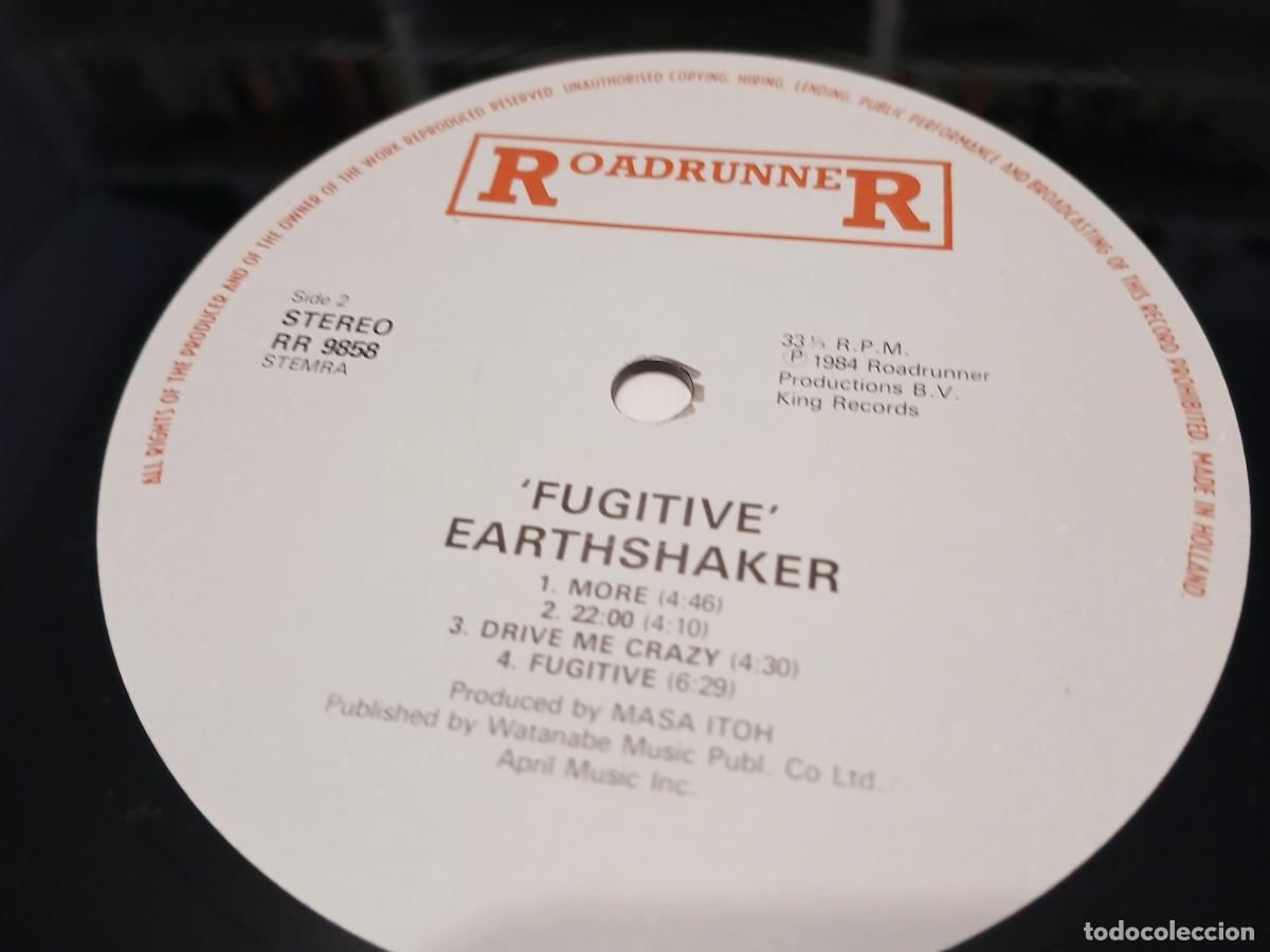 Discos de vinilo: Earthshaker &lrm;&ndash; Fugitive- (1984) LP disco vinilo - Foto 3