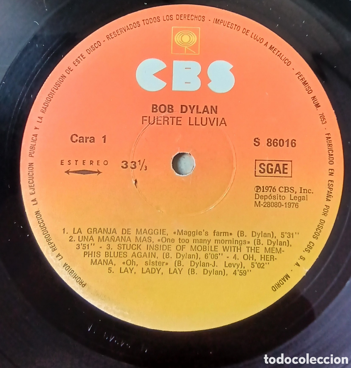 Discos de vinilo: Bob Dylan-Hard Rain,//Espa&ntilde;a 1976 vg+ - Foto 2