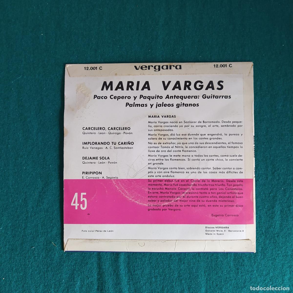 Discos de vinilo: Maria Vargas &lrm;&ndash; Carcelero Carcelero - Foto 2