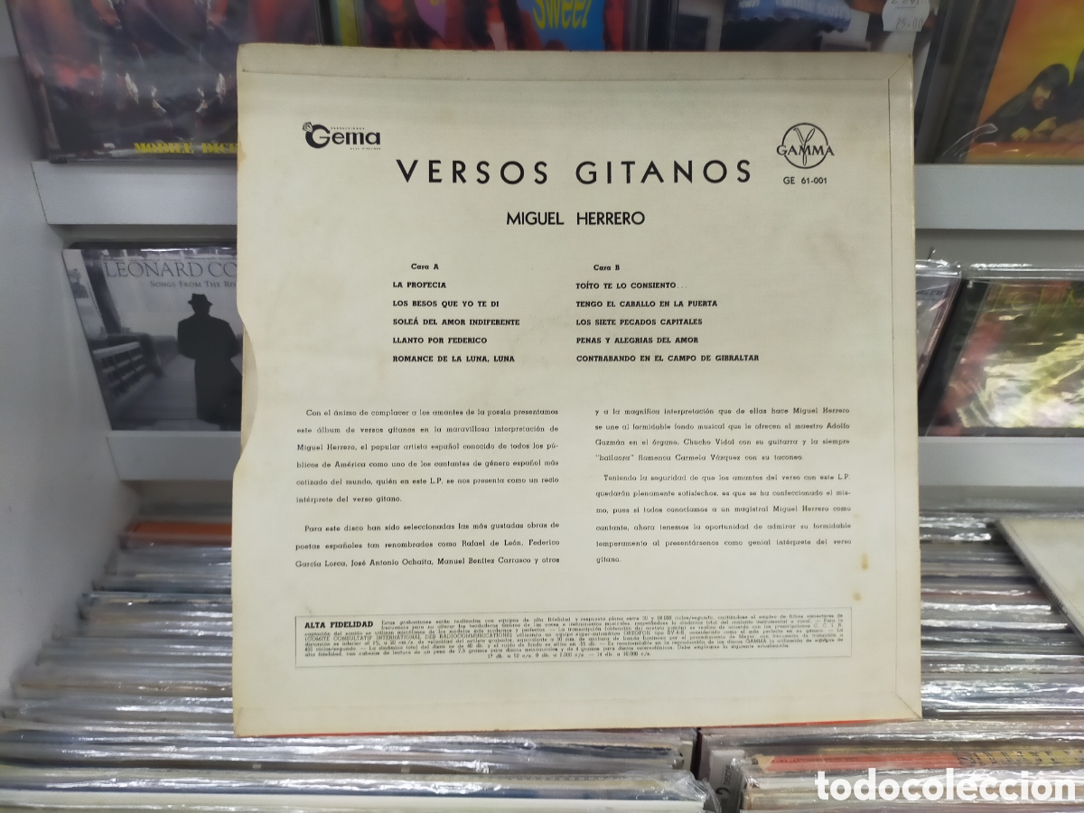 Discos de vinilo: Miguel herrero lp versos gitanos mexico - Foto 2