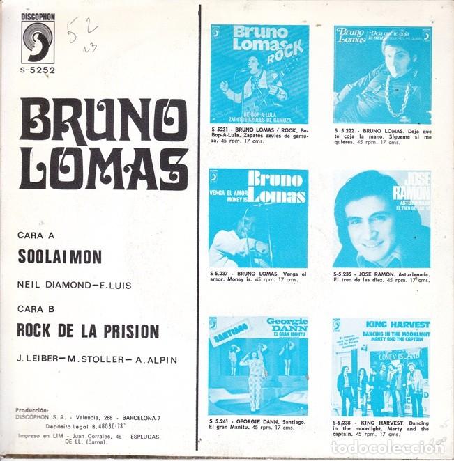 Discos de vinilo: Bruno Lomas &ndash; Soolaimon; Rock de la prisi&oacute;n &ndash; DISCOPHON 5252 &ndash; 1973 - Foto 2