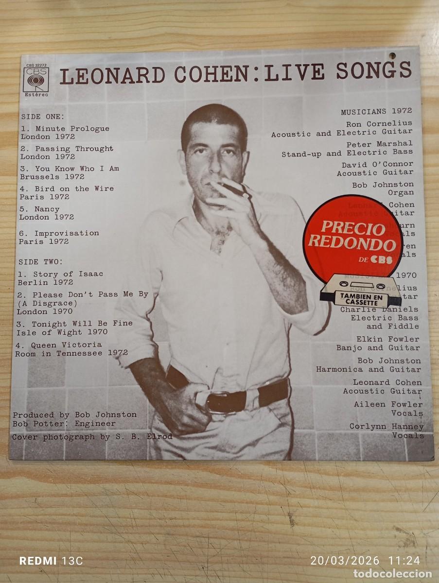 Discos de vinilo: Lp - Leonard Cohen - Live Songs - Foto 1