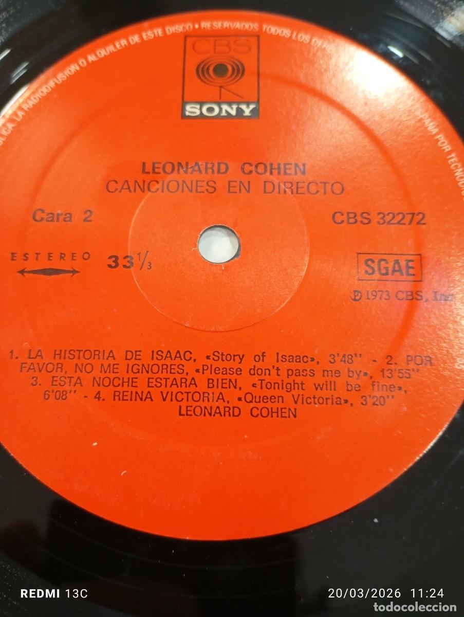 Discos de vinilo: Lp - Leonard Cohen - Live Songs - Foto 6