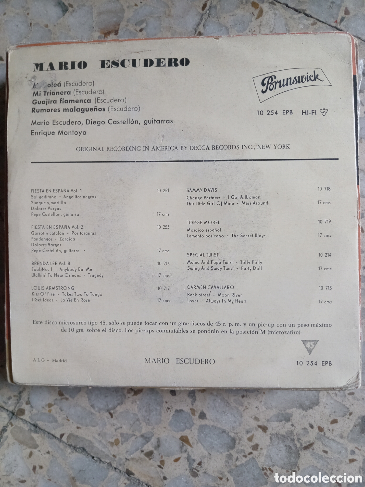Discos de vinilo: EP MARIO ESCUDERO MI SOLEA 1962 - Foto 2