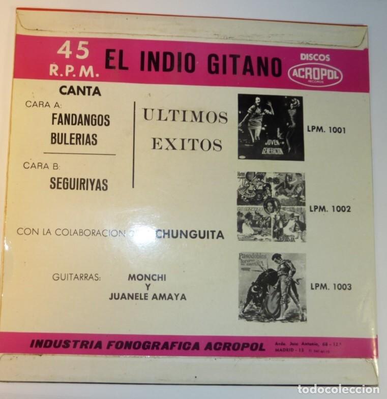 Discos de vinilo: EL INDIO GITANO // FANDANGOS+4 // 1969 // EP - Foto 2