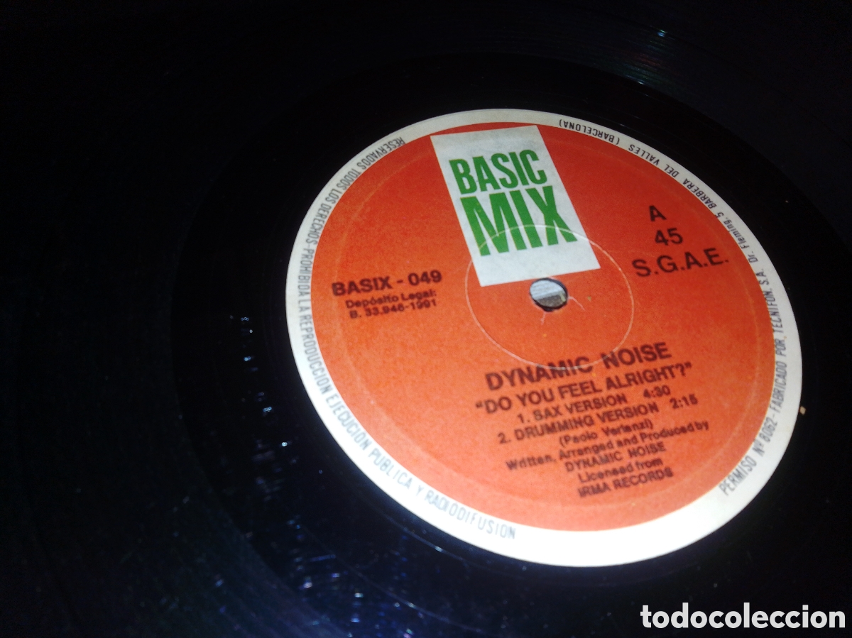 Discos de vinilo: DYNAMIC NOISE - DO YOU FEEL ALRIGHT? - MAXI - SPAIN - BASIC MIX - PLS 294 - L - - Foto 3