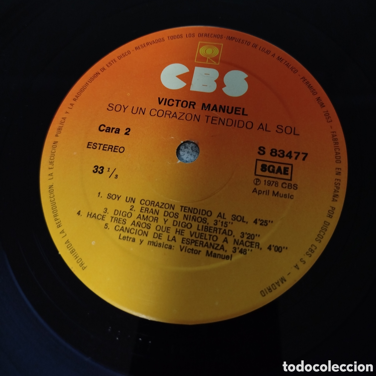 Discos de vinilo: V&iacute;ctor Manuel &ndash; Soy Un Corazon Tendido Al Sol - Foto 3