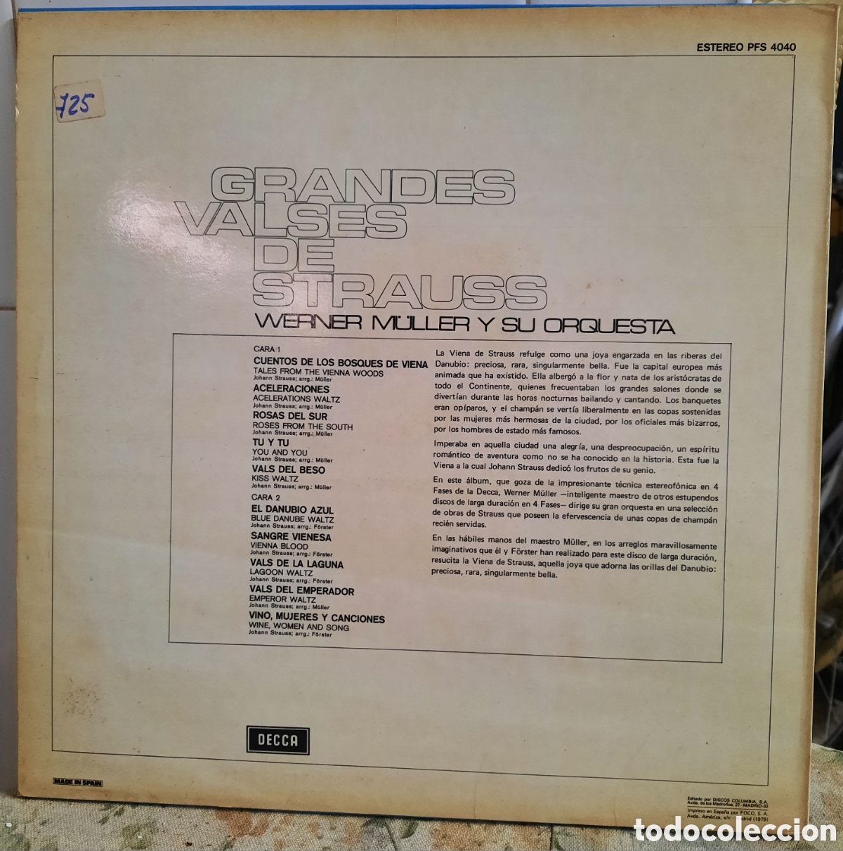 Discos de vinilo: Disco Vinilo: Grandes Valses de Strauss - Foto 2