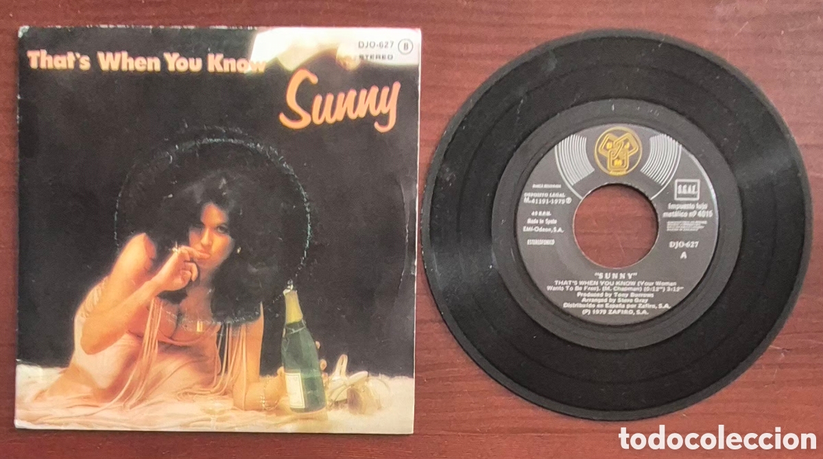 Discos de vinilo: SINGLE - SUNNY - THATS WHEN YOU KNOW - 1979 ESPA&Ntilde;A - Foto 3