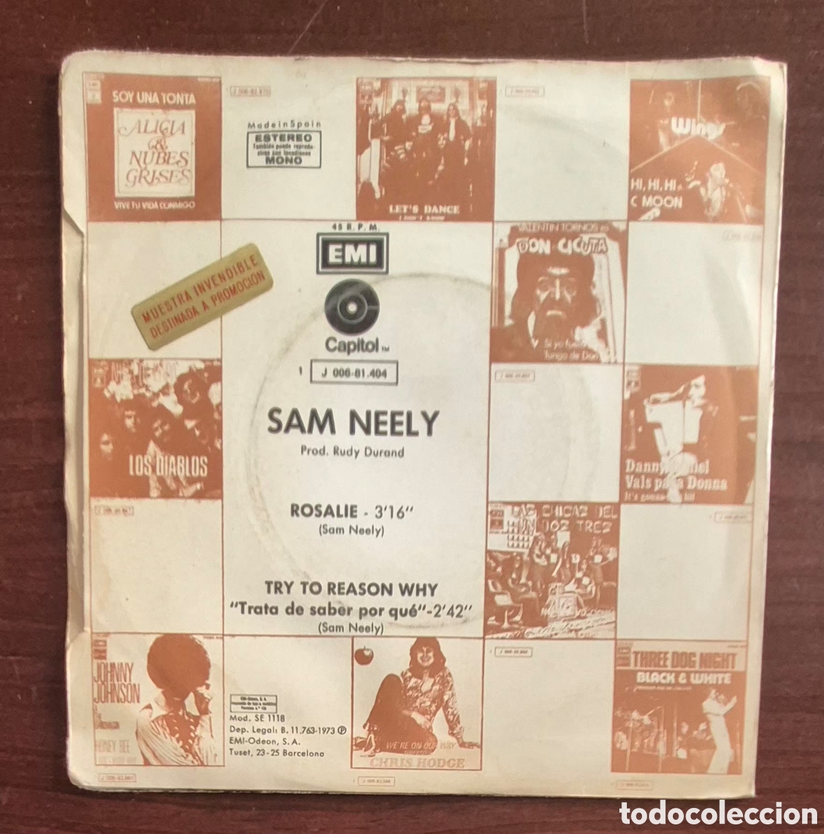Discos de vinilo: SINGLE - SAM NEELY - ROSALIE - 1973 ESPA&Ntilde;A, PROMO - Foto 2
