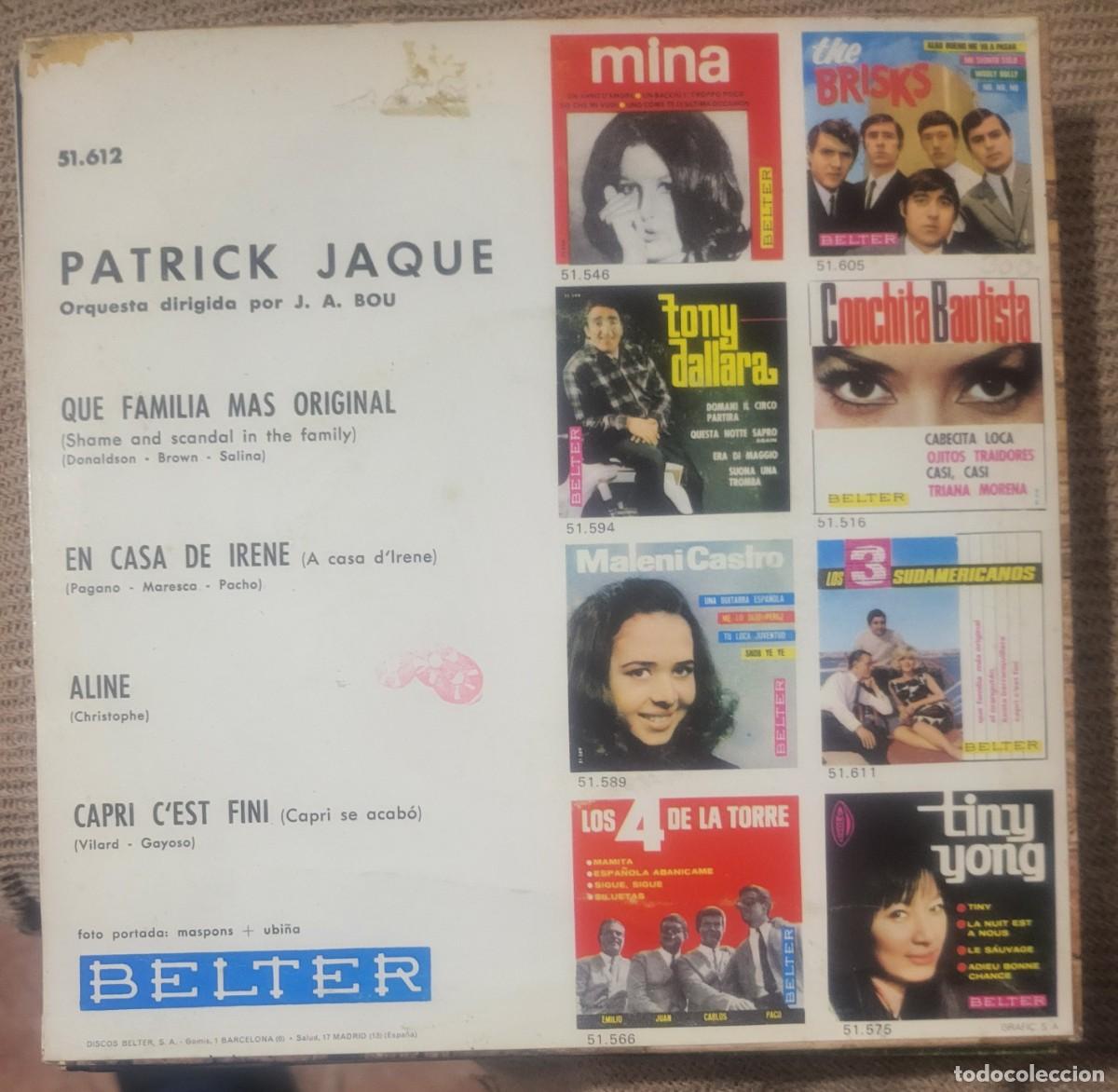 Discos de vinilo: Patrick Jaque Ep sello Belter editado en Espa&ntilde;a a&ntilde;o 1966... - Foto 2