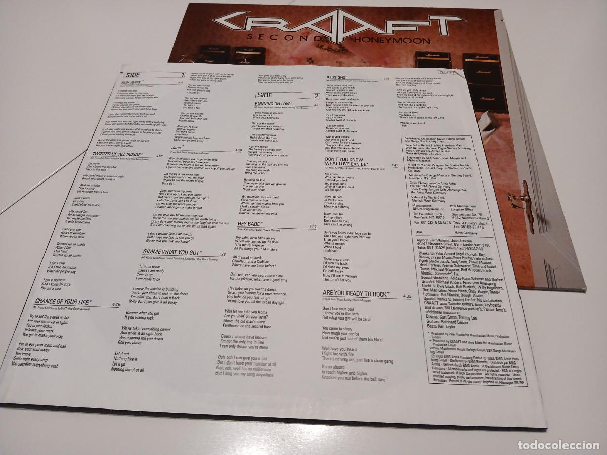 Discos de vinilo: Craaft &ndash; Second Honeymoon- (1988) LP disco vinilo - Foto 5