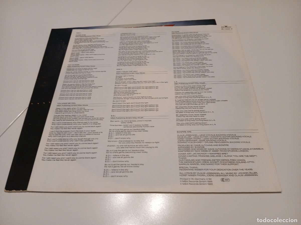 Discos de vinilo: Bonfire &ndash; Dont Touch The Light- (1986) LP disco vinilo - Foto 5