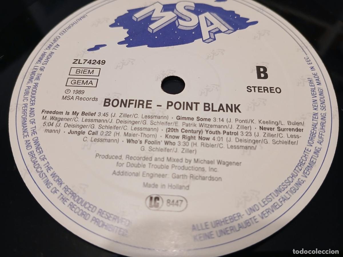Discos de vinilo: Bonfire &ndash; Point Blank- (1989) LP disco vinilo - Foto 3